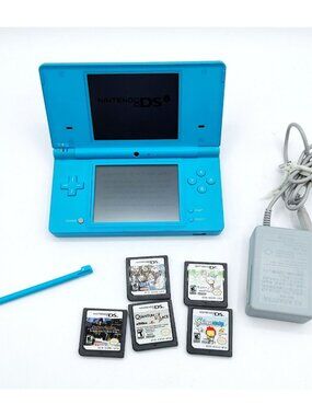 Nintendo DSi Console TWL-001 Light Blue Charger Stylus & Games TESTED